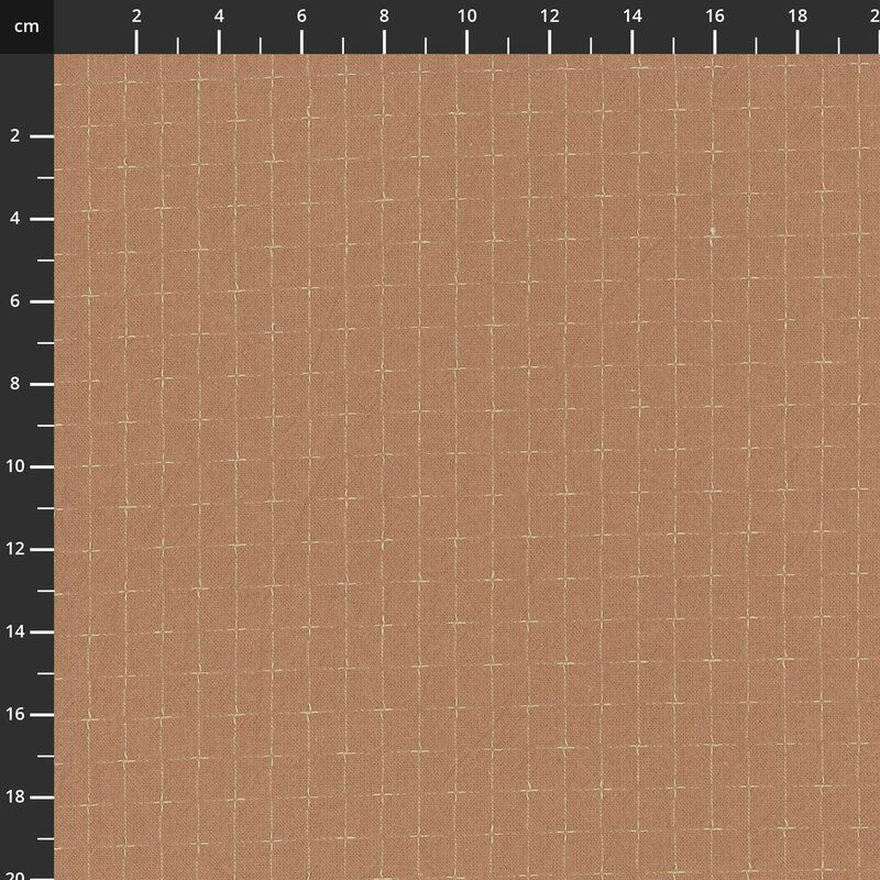 Tochio Yarn-Dyed fabric: Small Stitched Grid, Light Tan