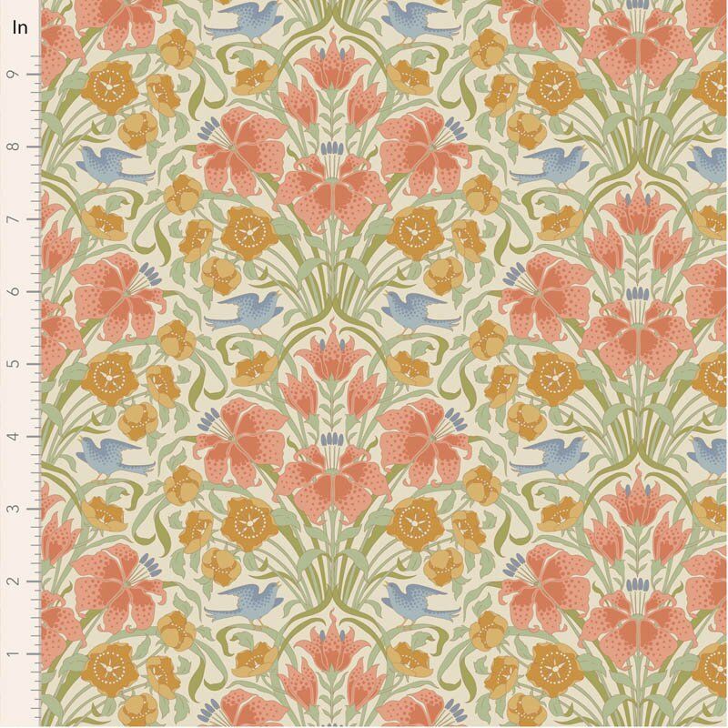 Tilda Songbird fabric: Songbird, Coral