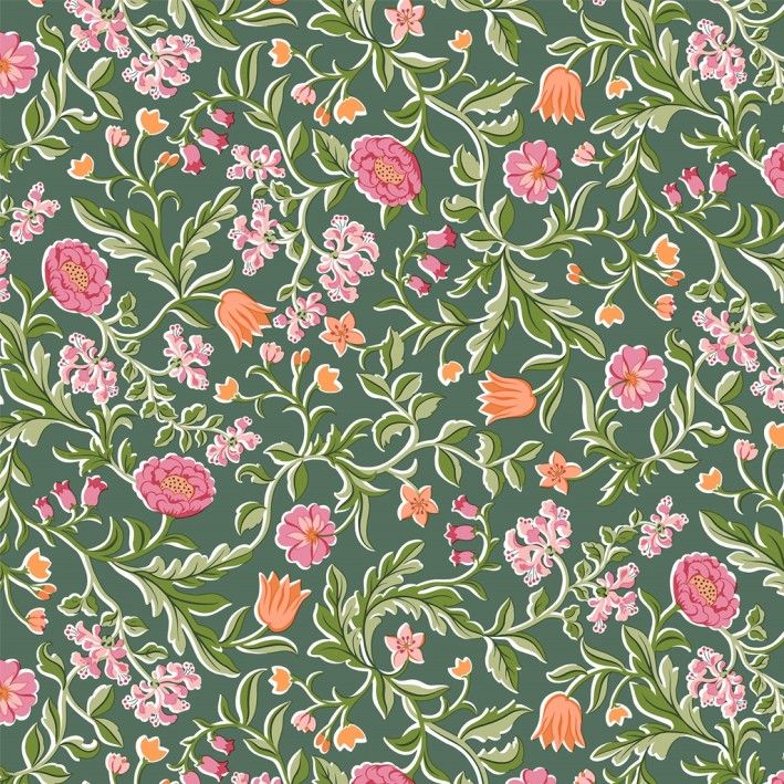 Liberty Craft Garden fabric: Mary's Flowers, Green