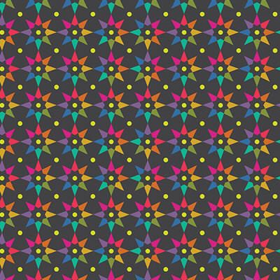 Art Theory Fabric: Rainbow Star Black (per 1/4 metre)