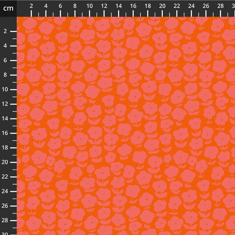 Ruby + Bee Blenders Fabric: Puffy Daisy, Capsicum