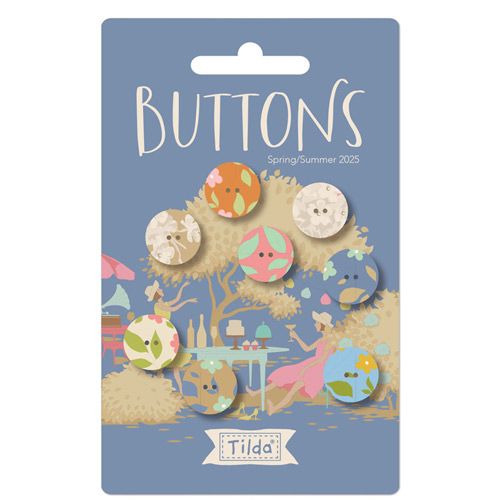 Tilda Sunday Brunch Buttons: Blue, Pink and Ginger 14mm, 8 pcs