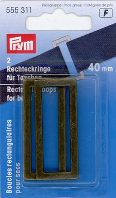 Prym Bag Rectangle Loops 40 mm Antique Brass Prym Bag Rectangle Loops 40 mm Antique Brass