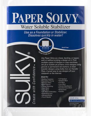 Sulky Paper Solvy 12 sheets 8 1/2' x 11' Sulky Paper Solvy 12 sheets 8 1/2' x 11'