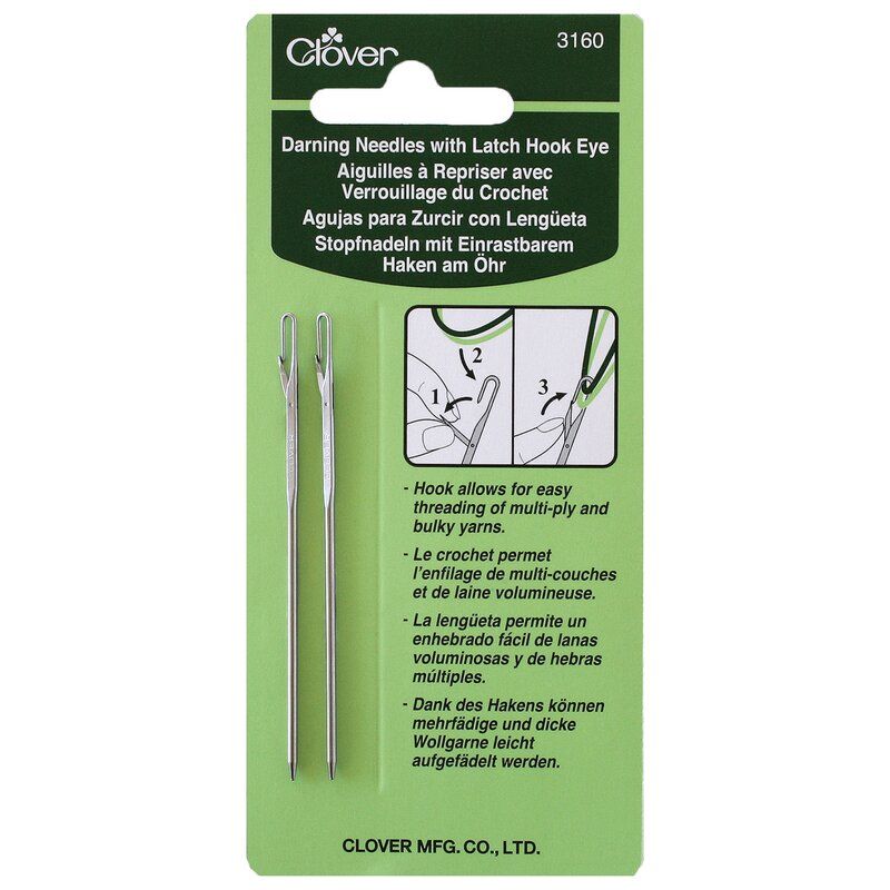 Clover Darning Needles with Latch Hook Eye, 2 pcs