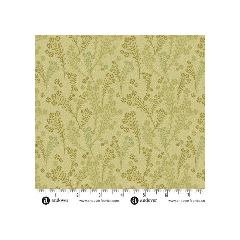 Lush fabric, Sprigs, Gold Lush fabric, Sprigs, Gold