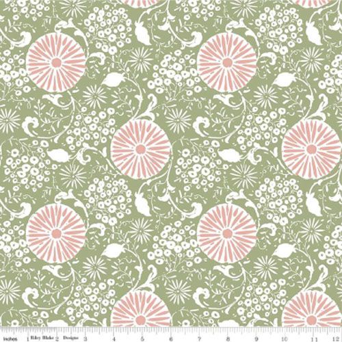 Love Me More fabric: Green Botanical
