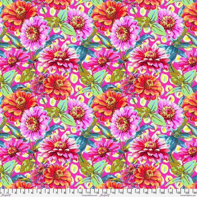 Festival Fabric: Zinnias, Pink