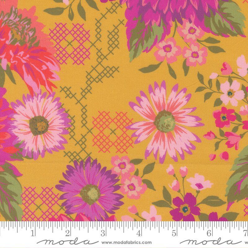 Parlor fabric Happy Blooms, Dijon Parlor fabric Happy Blooms, Dijon