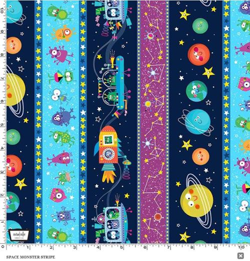 Lost In Space fabric: Space Monster, Stripe Lost In Space fabric: Space Monster, Stripe