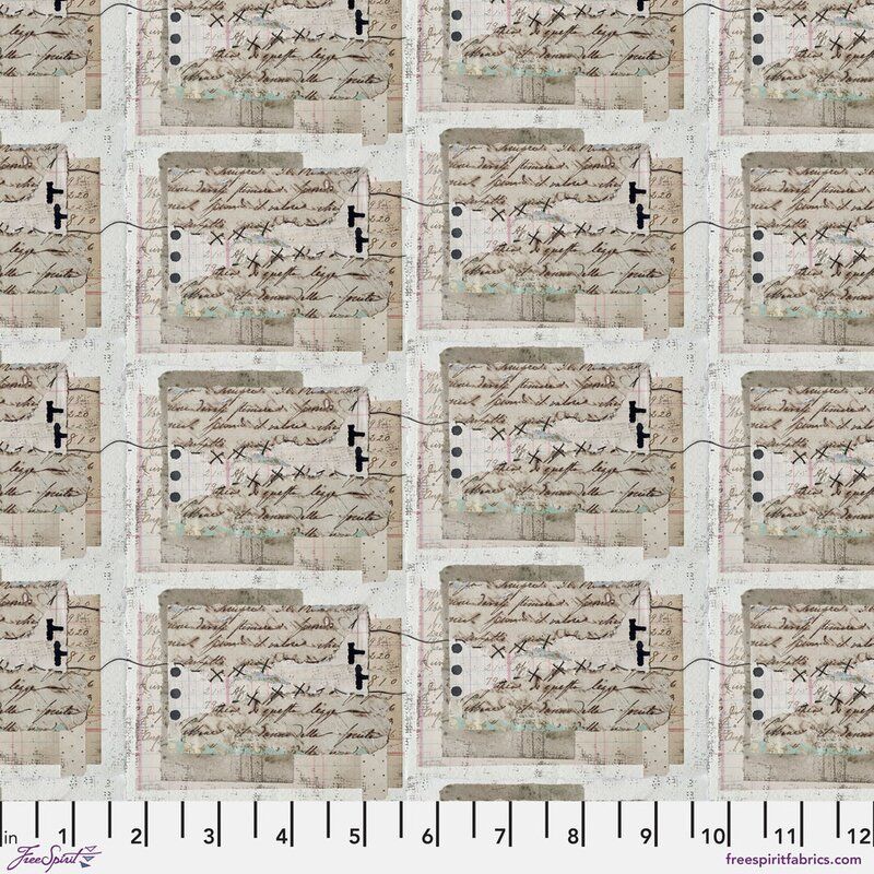 On Your Mark fabric: Script, Paper