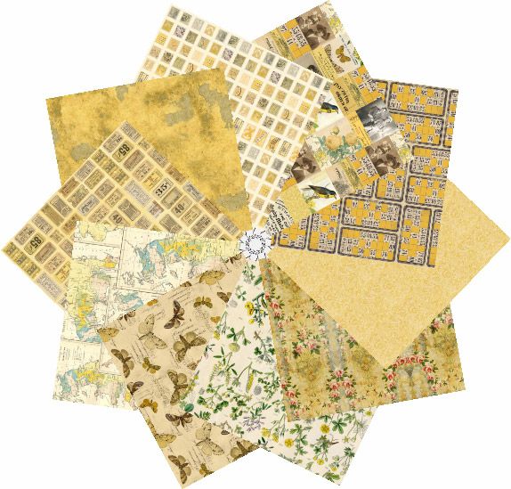 Tim Holtz Eclectic Elements Palette Yellow Fat Quarter Pack