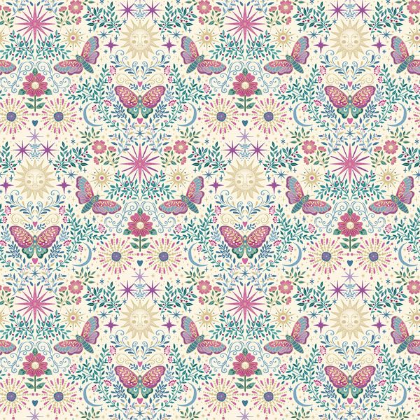 Luna Fabric: Night Garden, Cream Luna Fabric: Night Garden, Cream
