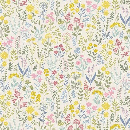 Petite Fleur Fabric: Meadow, Cream