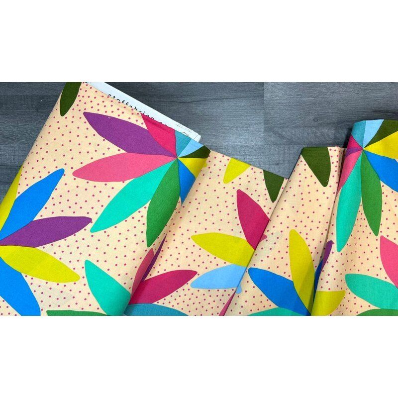 AM Love Extra Wide Quilt Back Fabric: Cartwheels, Cream (per 1/4 metre)