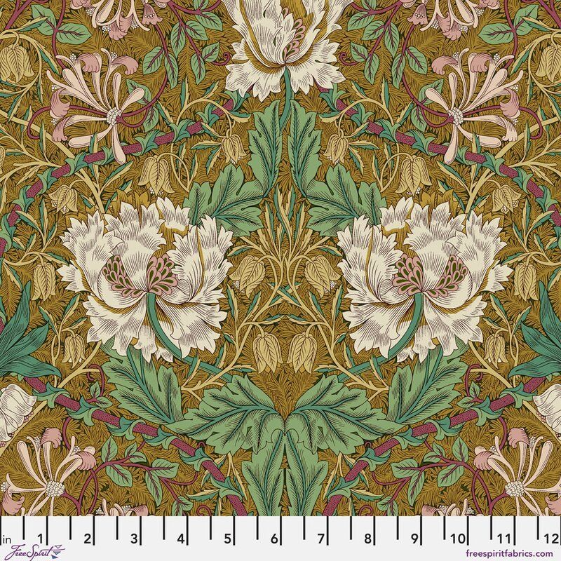 Lodden fabric: Honeysuckle and Tulip, Gold Lodden fabric: Honeysuckle and Tulip, Gold