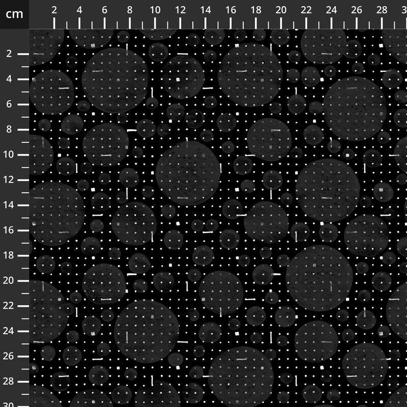Monochrome fabric: Black and White Musical, Poco, Black