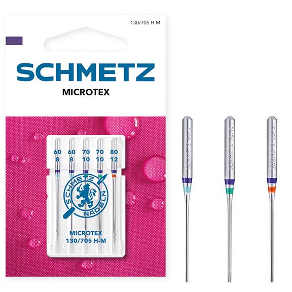 Schmetz Microtex Sewing Machine Needles Sizes 60/8x2 70/10x2 80/12x1