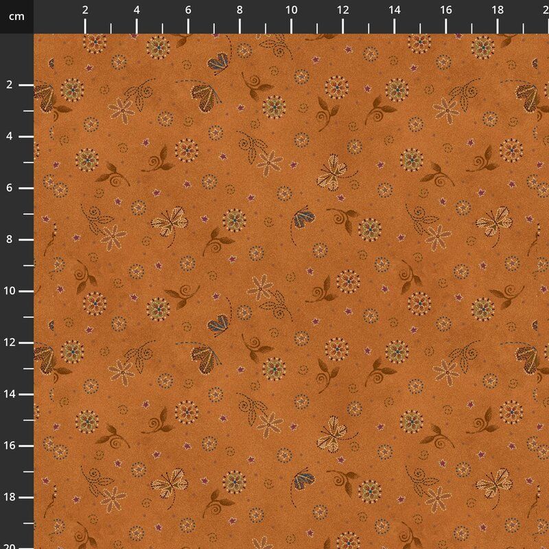 Country Coordinates fabric, Flossie's Flowers, Butterflies and Buds Rust Country Coordinates fabric, Flossie's Flowers, Butterflies and Buds Rust