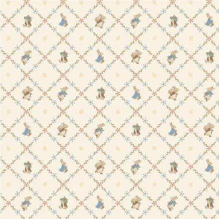 Peter Rabbit and Benjamin Bunny fabric: Lattice, Cream