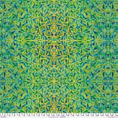 Sue Penn Paper Trees fabric: Spring Leaves, Cool