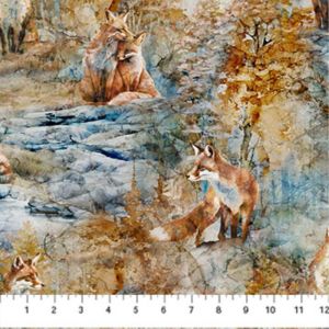 Fox Den fabric Fox Dens, Blue | 