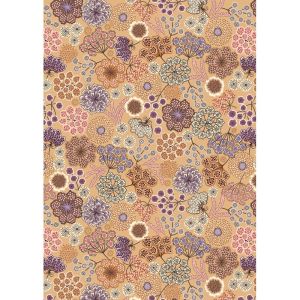 Jardin d'Automne fabric: Large Autumn Floral on Warm Tan | 
