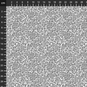Monochrome fabric: Pen and Ink, Labyrinth, White | 
