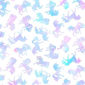 Unicorn Sparkle Magic fabric, Unicorns on White | 