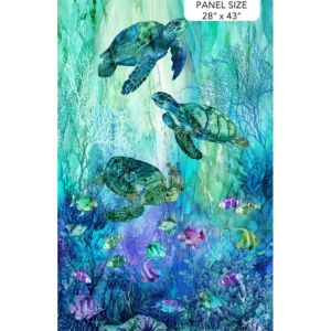Coral Reef fabric: Turtle Panel 28" (70cm) | 