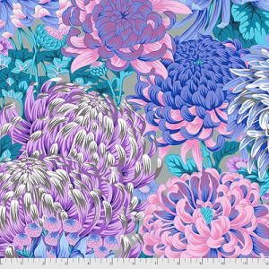 Kaffe Fassett Collective: Hokusai's Mums Grey (per 1/4 metre) |