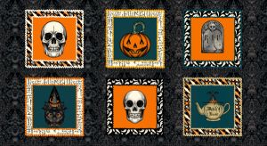 Halloween fabrics: Storybook Halloween, Pictures Blocks 60cm Panel | 