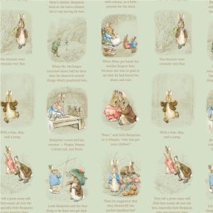 Peter Rabbit and Benjamin Bunny fabric: Storytime, Green | 