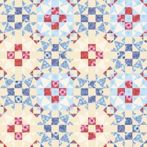 Petals and Stitches fabric: Garden Blocks, Denim | 