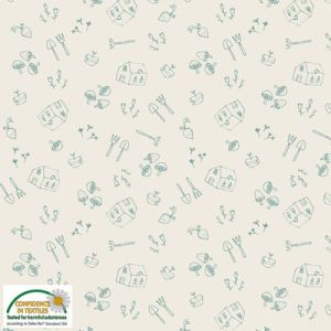Gardening Fabric: Tossed Tools Linen (per 1/4 metre) | 