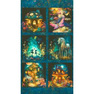 Night Fable fabric: Garden Squares Panel 60cm |