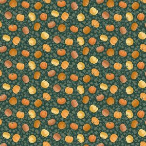 Hello Autumn Fabric, Pumpkin Spice, Green | 