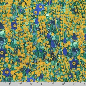 Gustav Klimt fabric: Flower Field, Cobalt | 