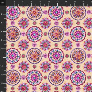 Modern Florals fabric: Petra, Medallions, Ivory |