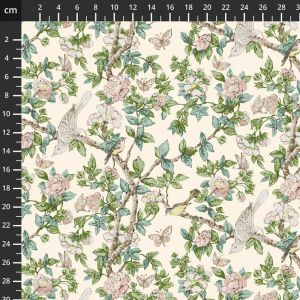 Sanderson Country Romance Fabric: Caverley, Ivory |