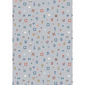 Cosy Home fabric: Hearts and Flowers, Warm Grey | 