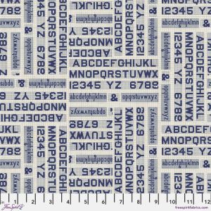 Eclectic Elements Palette fabrics, Indigo Typography | 