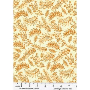 Cyprus Fabric: Linear Sprigs, Rust |