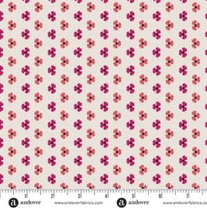 Mystic Meadow fabric, Abstract Flower, Cream Red | 