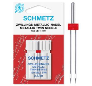 Schmetz Twin Metallic Sewing Machine Needles (2.5/80) 1 needle |