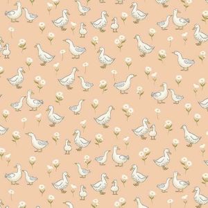 Little Ones Fabric: Ducks, Coral | 