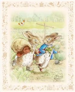 Peter Rabbit and Benjamin Bunny fabric: Quilt Panel 36" (91cm) |