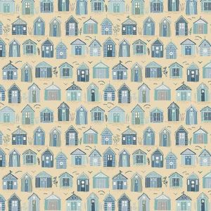 Driftwood fabric, Beach Huts, Mid Cream | 