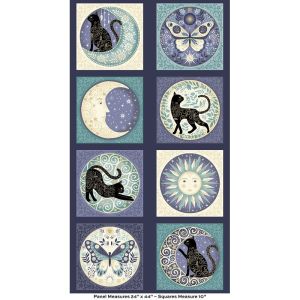 Charmed Fabric , Cat Panel, Multi 24" (60cm) |