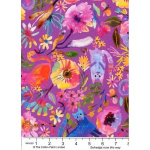 Whisker Wonderland fabric: Cats Floral, Crocus |